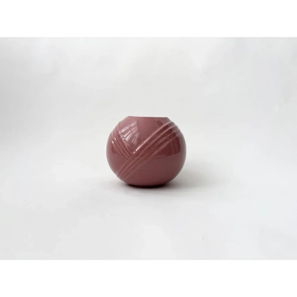 Dusty Rose Minimalist Bulbous Glazed Pottery Midcentury Modern 1980's Vase